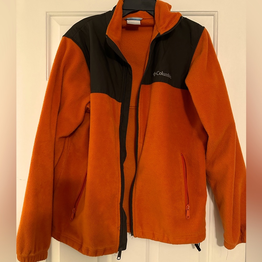 Columbia Men's Orange and Black Fleece Jacket